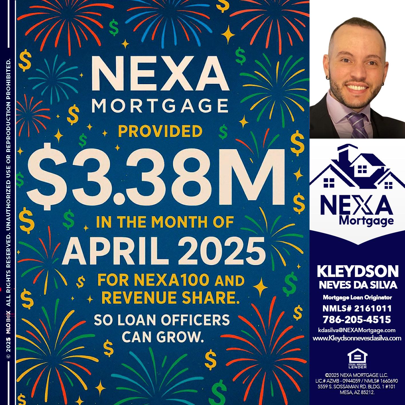 $3.38M - Kleydson Neves Da Silva -Mortgage Loan Originator