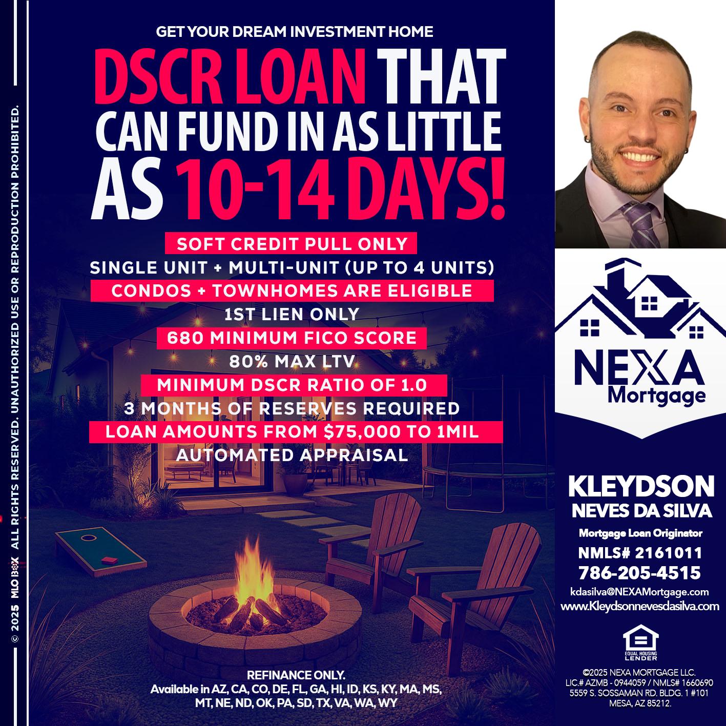 DSCR LOAN - Kleydson Neves Da Silva -Mortgage Loan Originator