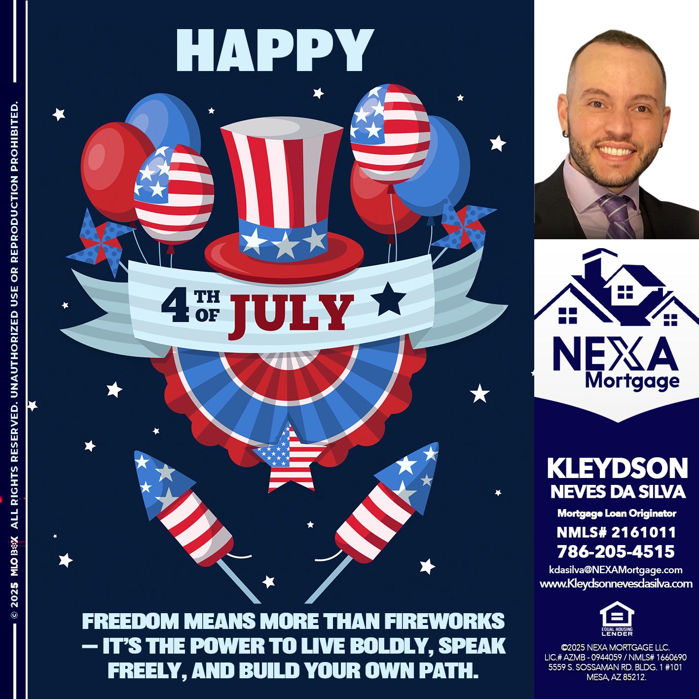 HAPPY 4TH OF JULY - Kleydson Neves Da Silva -Mortgage Loan Originator