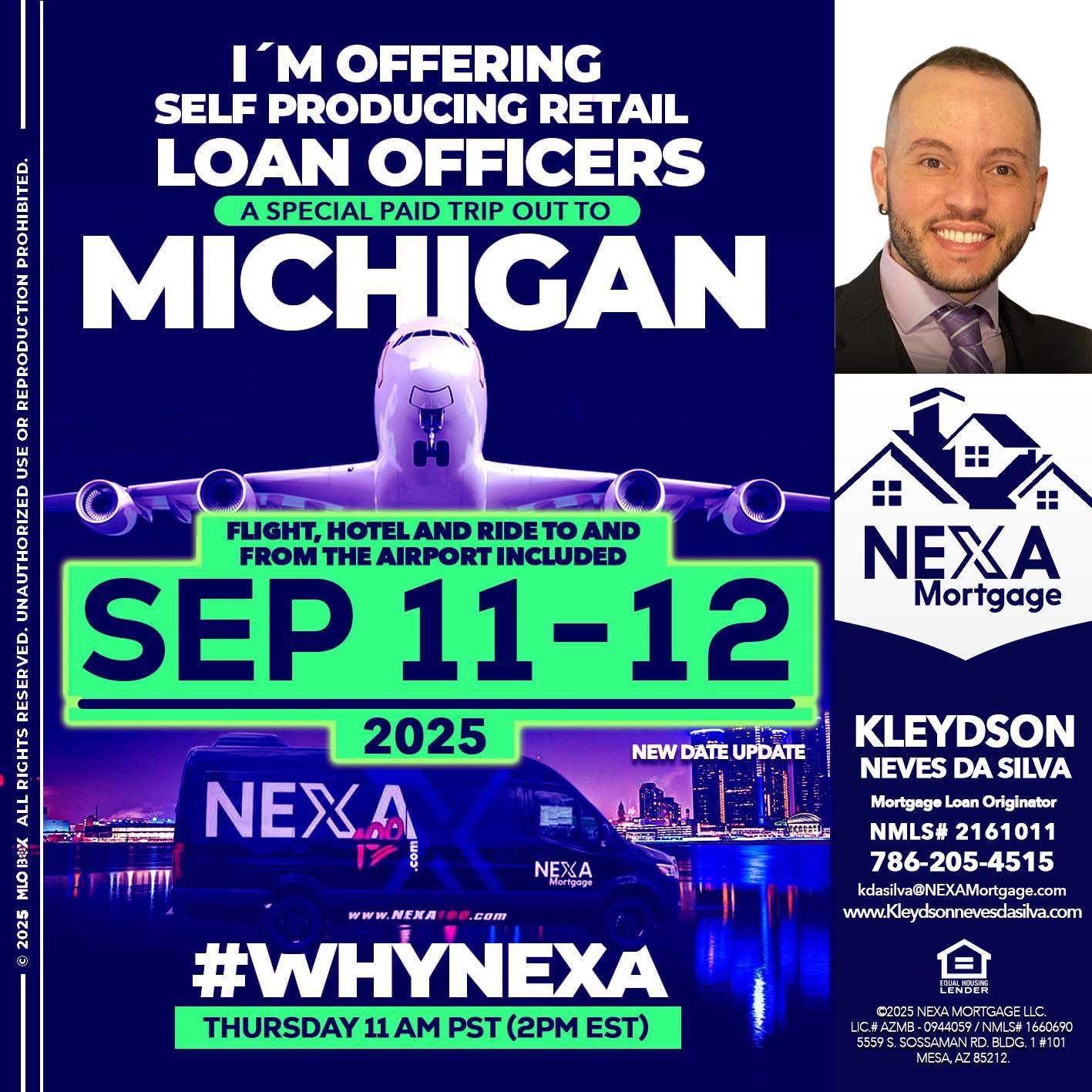michigan sep 11-12 - Kleydson Neves Da Silva -Mortgage Loan Originator