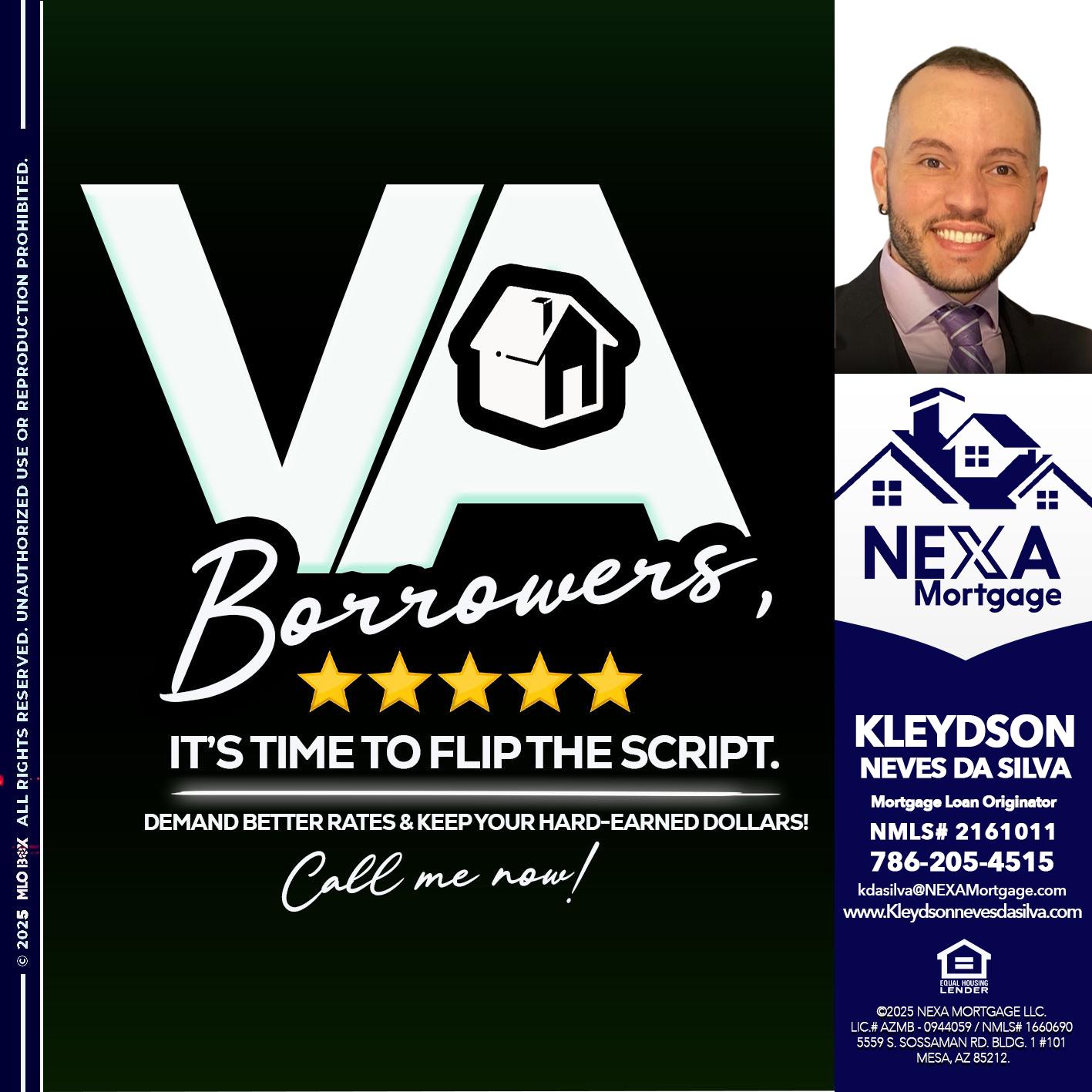 VA BORROWERS - Kleydson Neves Da Silva -Mortgage Loan Originator