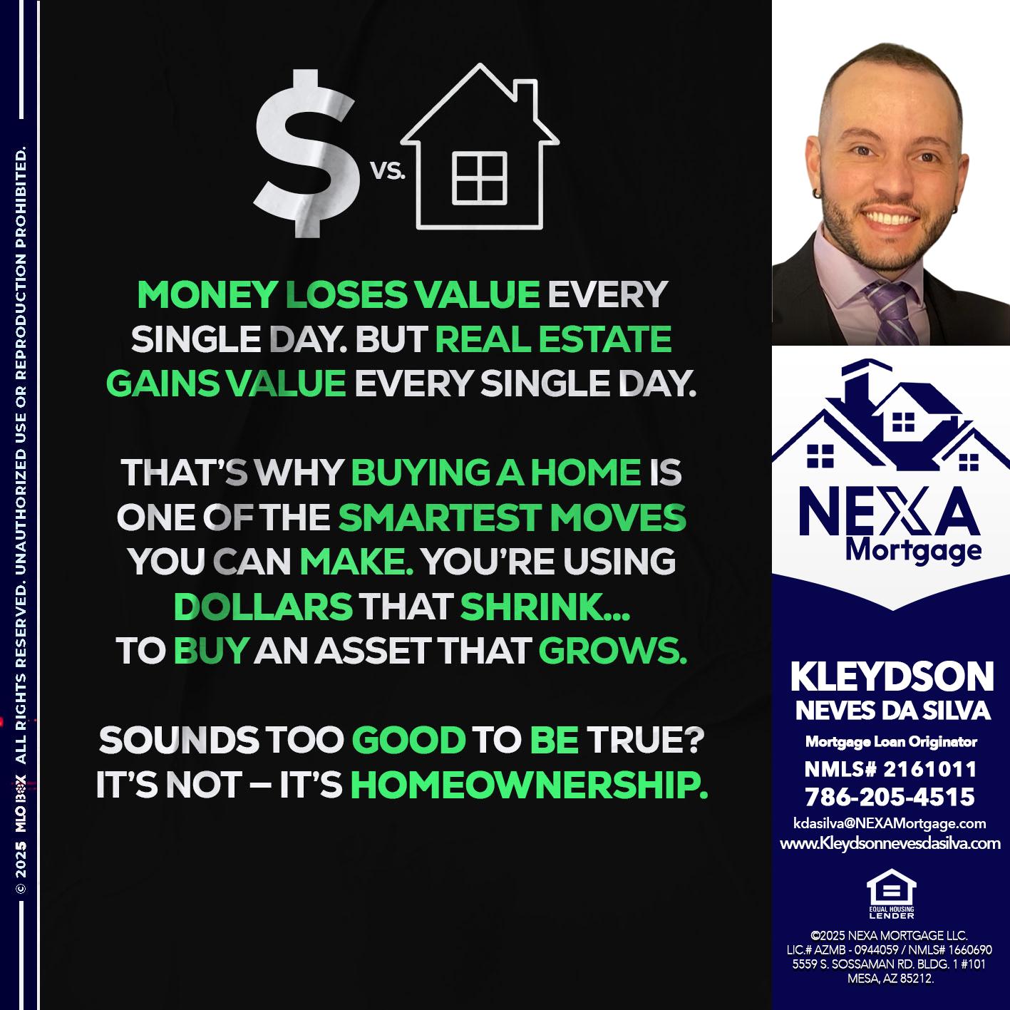 MONEY LOSES VALUE - Kleydson Neves Da Silva -Mortgage Loan Originator