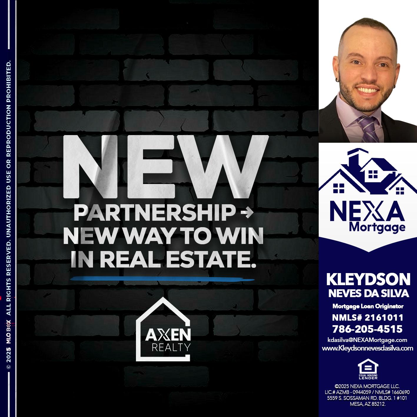 new partnership - Kleydson Neves Da Silva -Mortgage Loan Originator
