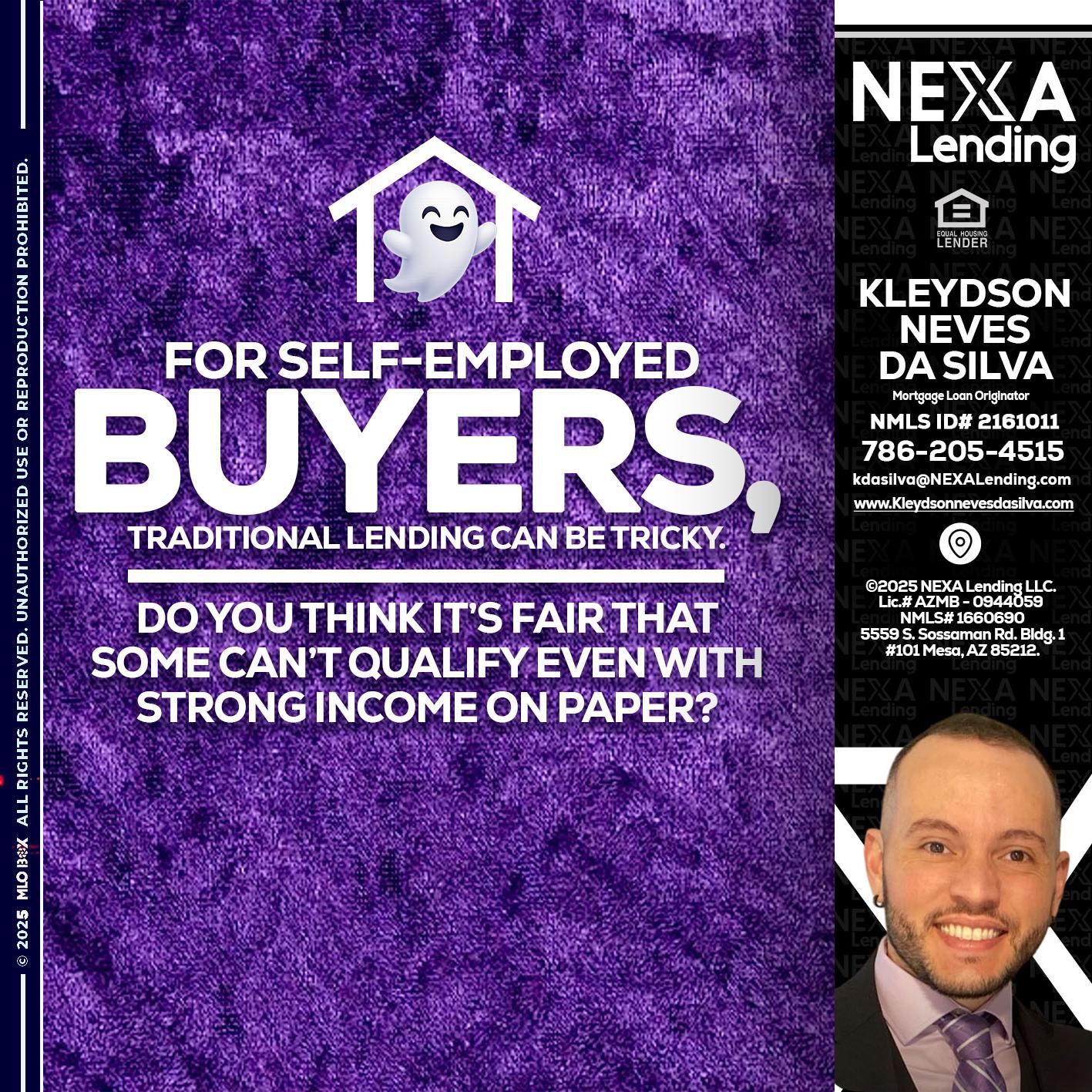for self employed - Kleydson Neves Da Silva -Mortgage Loan Originator