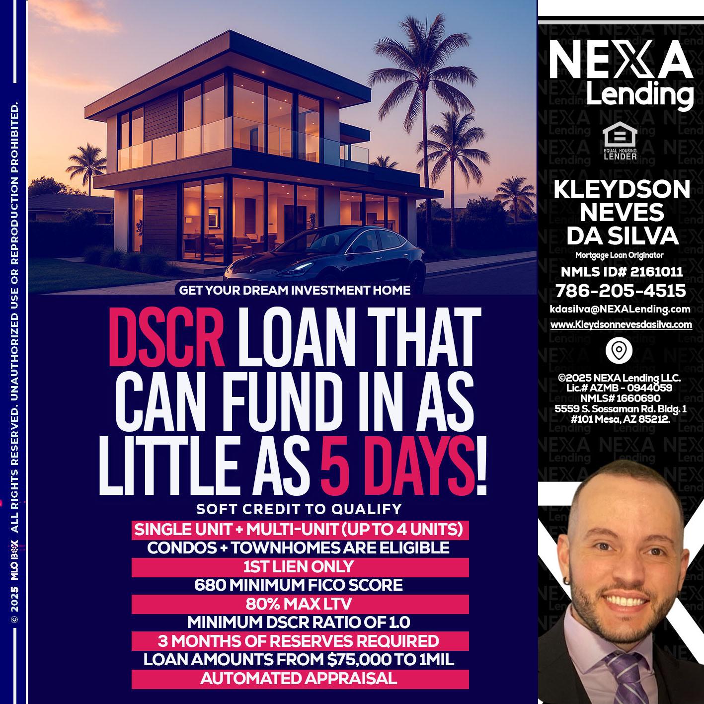 DSCR - Kleydson Neves Da Silva -Mortgage Loan Originator