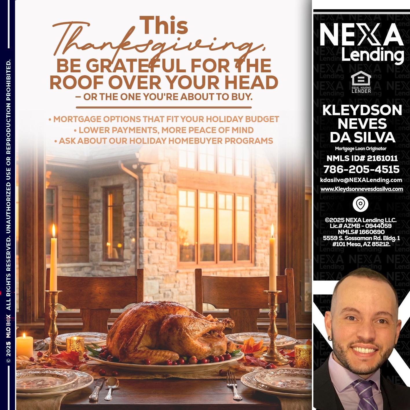 THIS THANKSGIVING - Kleydson Neves Da Silva -Mortgage Loan Originator