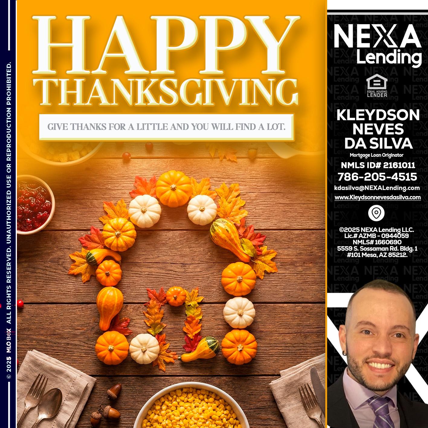 HAPPY THANKSGIVING - Kleydson Neves Da Silva -Mortgage Loan Originator