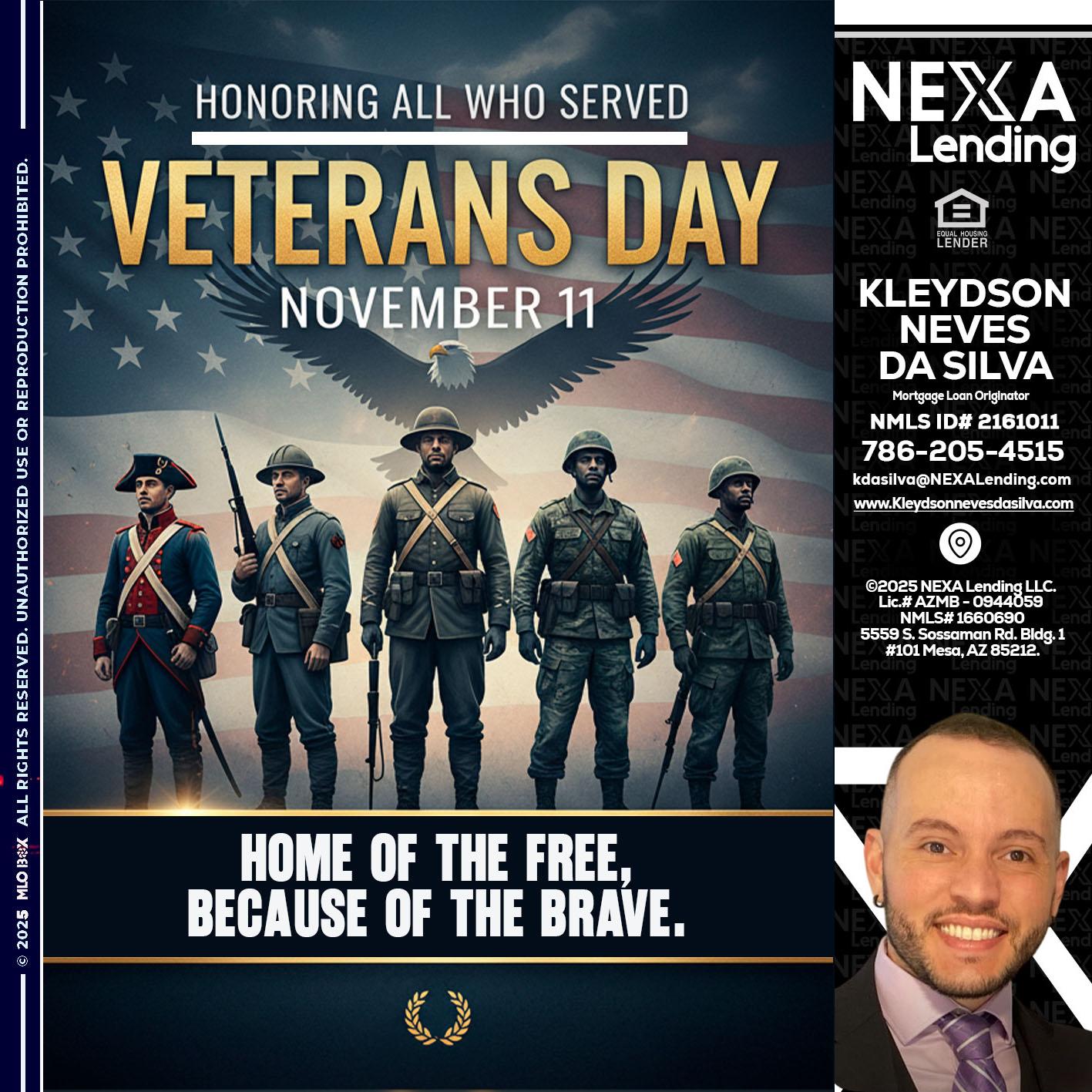 Veterans Day - Kleydson Neves Da Silva -Mortgage Loan Originator