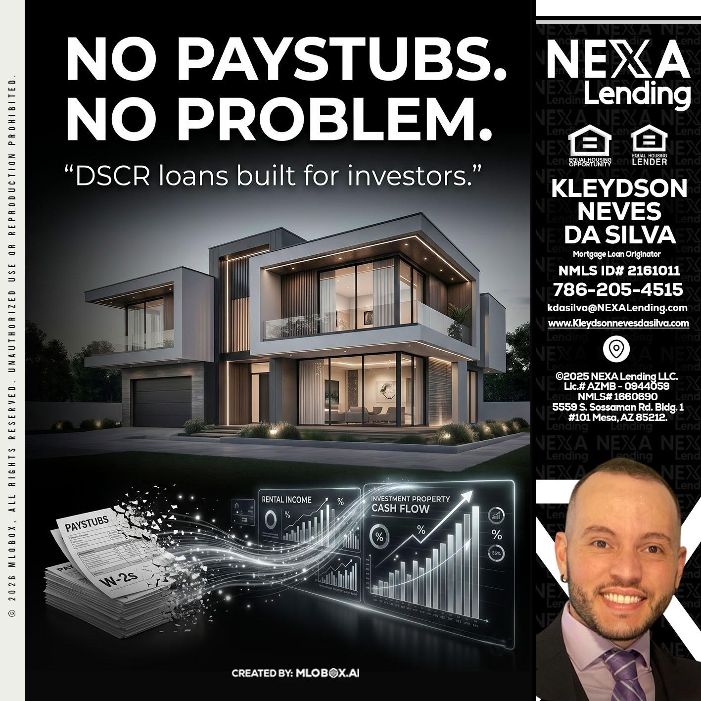 no paystub - Kleydson Neves Da Silva -Mortgage Loan Originator