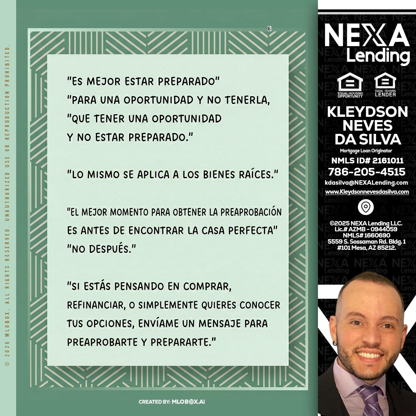ES MEJOR ESTAR PREPARADO - Kleydson Neves Da Silva -Mortgage Loan Originator
