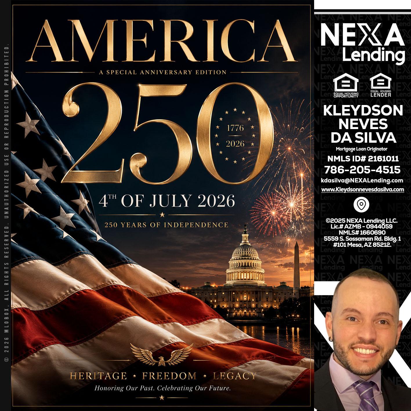 AMERICA 250 TH - Kleydson Neves Da Silva -Mortgage Loan Originator