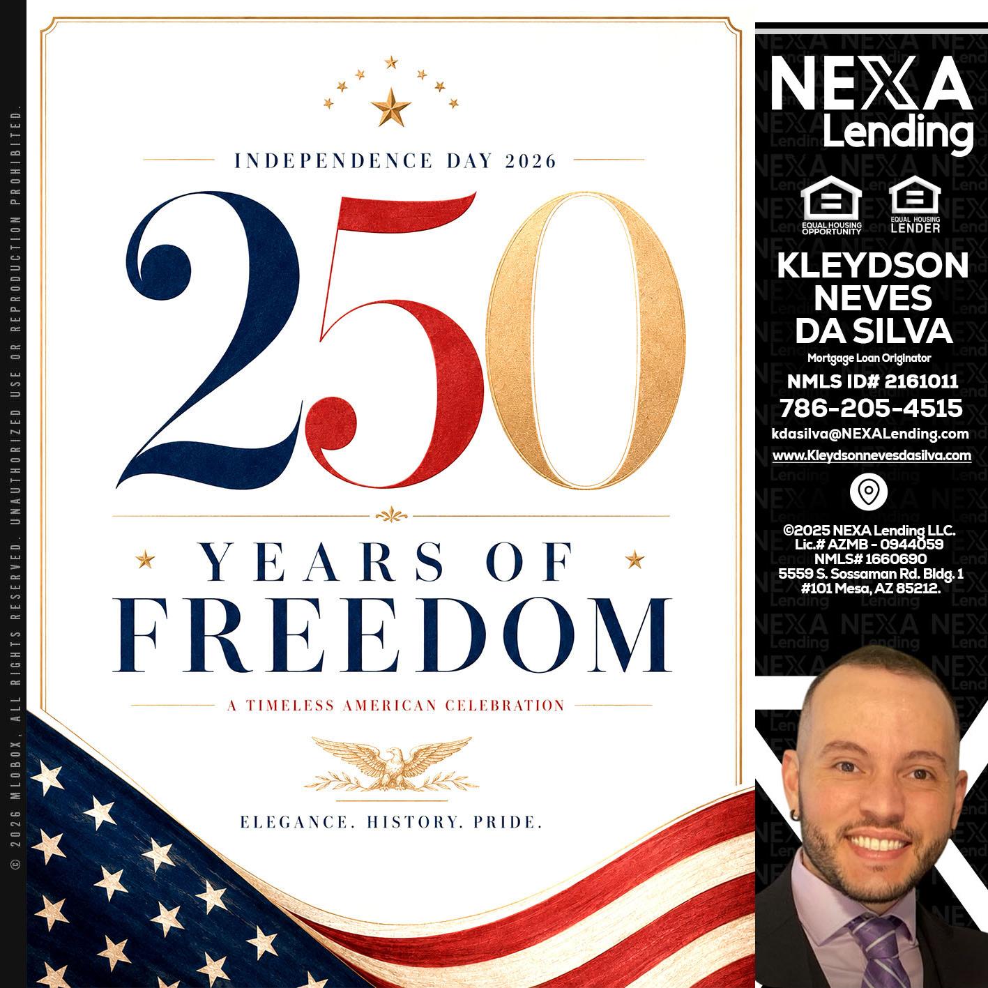 250 YEARS - Kleydson Neves Da Silva -Mortgage Loan Originator