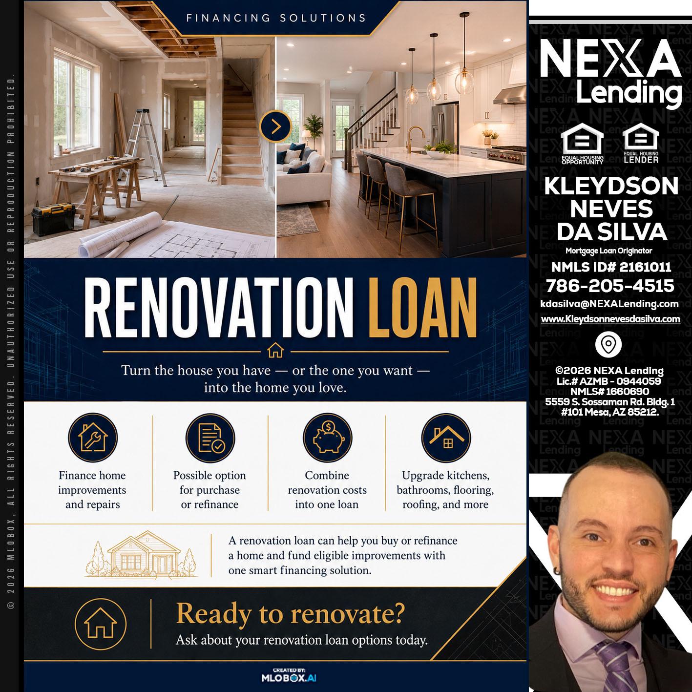 RENOVATION LOAN - Kleydson Neves Da Silva -Mortgage Loan Originator