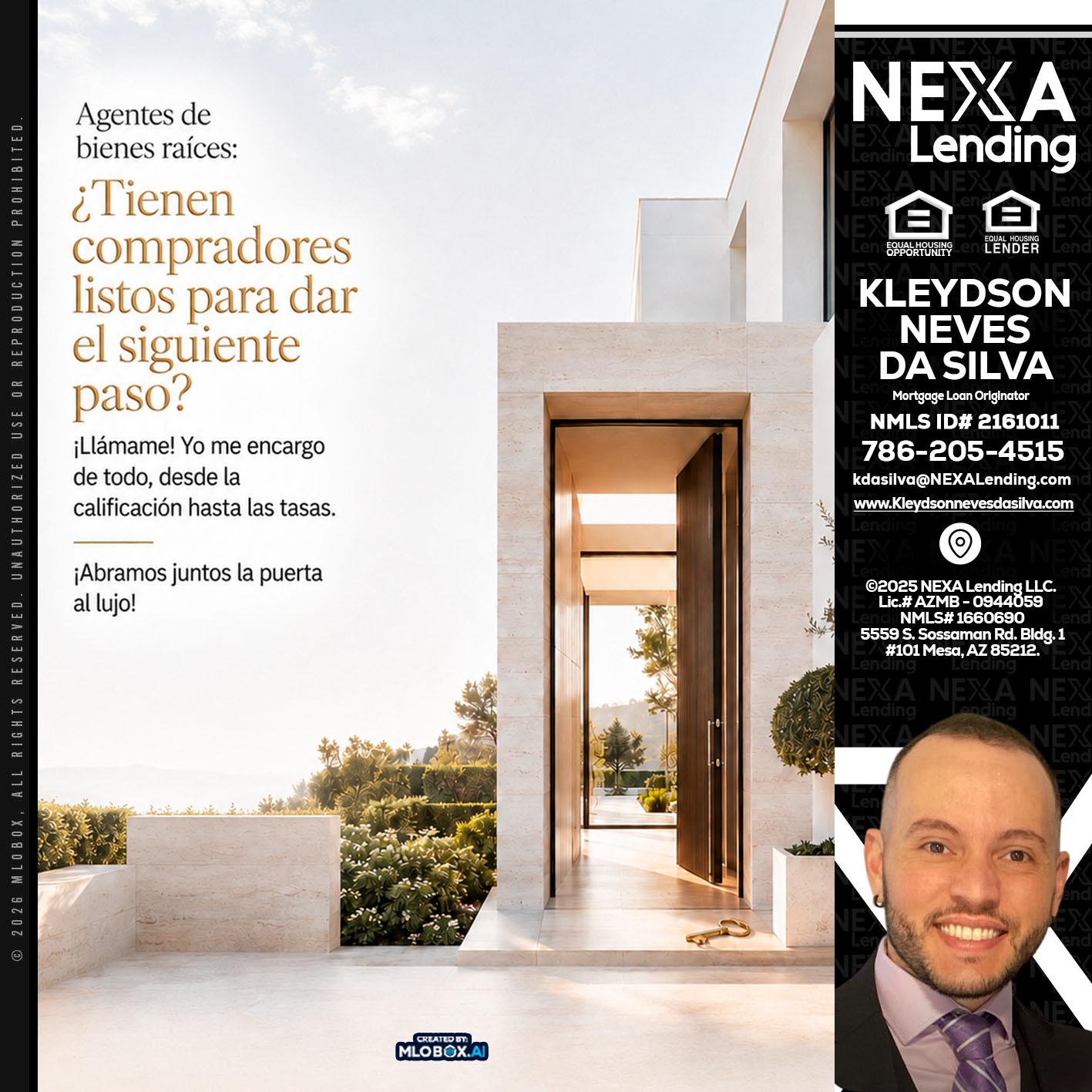agentes de bienes raíces - Kleydson Neves Da Silva -Mortgage Loan Originator