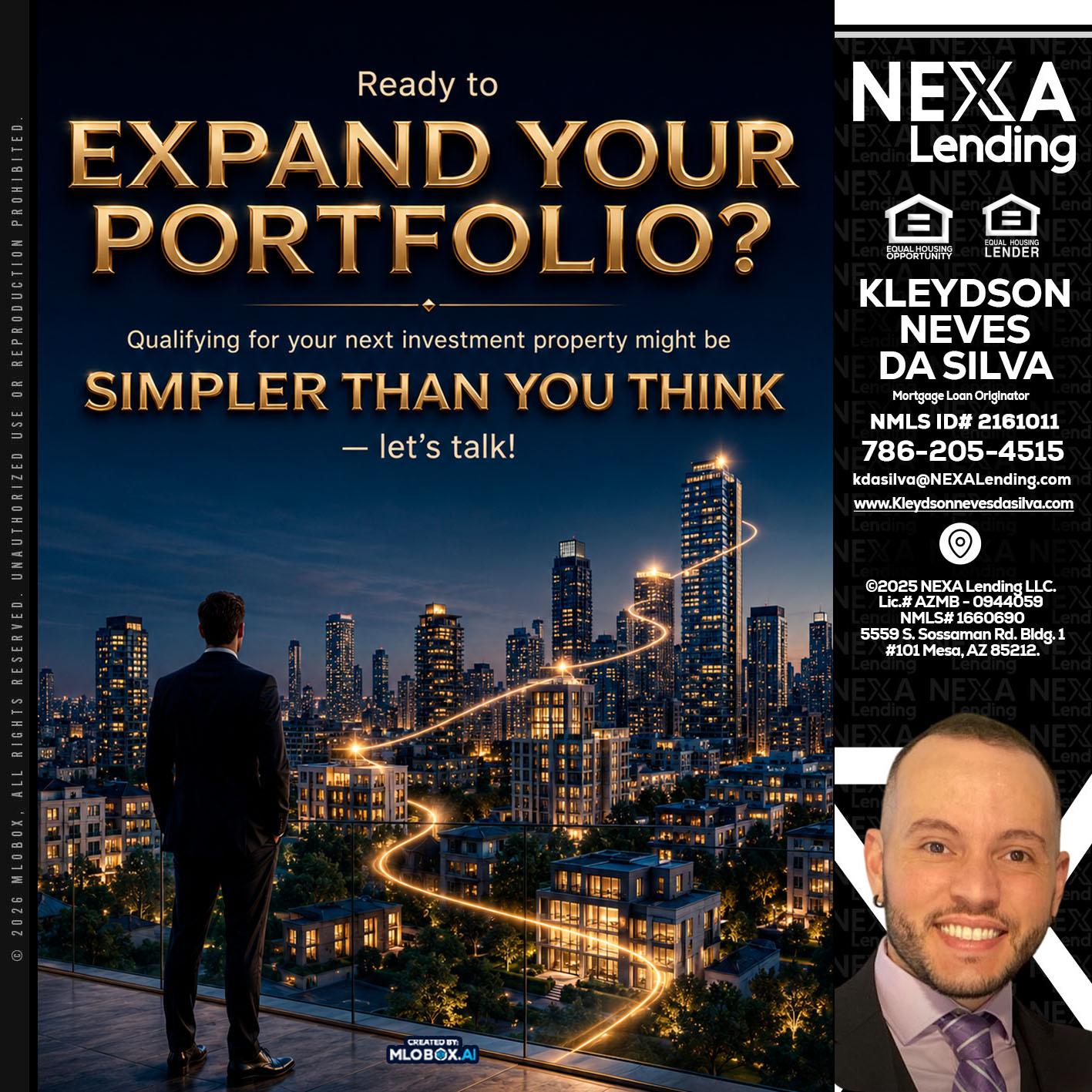 expand you portfolio - Kleydson Neves Da Silva -Mortgage Loan Originator
